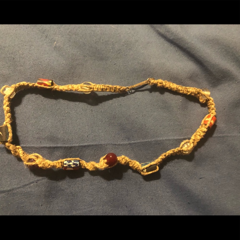 Patriotic handcrafted hemp necklace